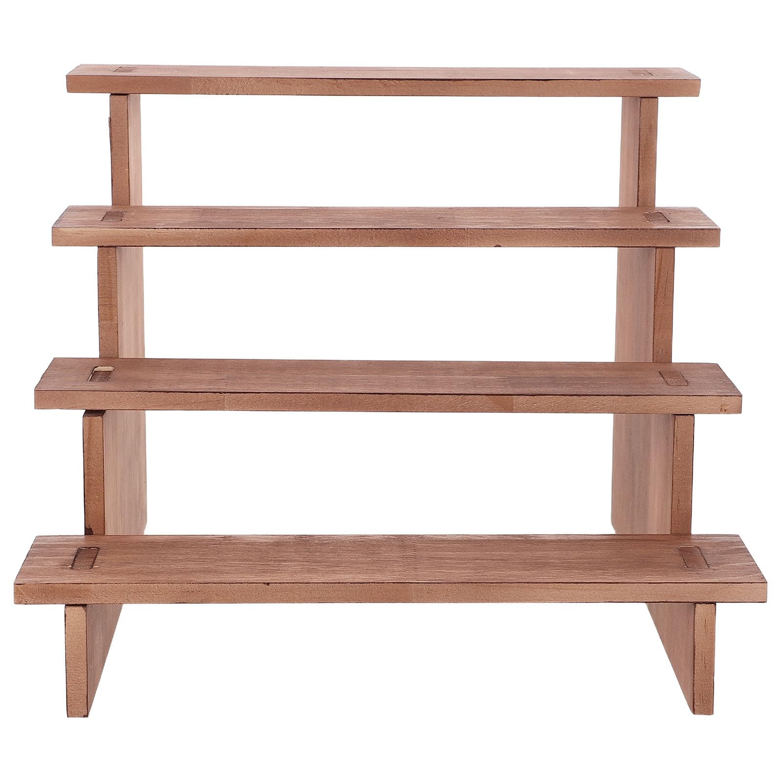 Operitacx 1 Set di supporti espositivi in ​​legno: supporto per cupcake e dessert a 4 ripiani in legno - Scaffale da tavolo per action figure, profumi, oggetti da collezione e allestimenti per negozi.