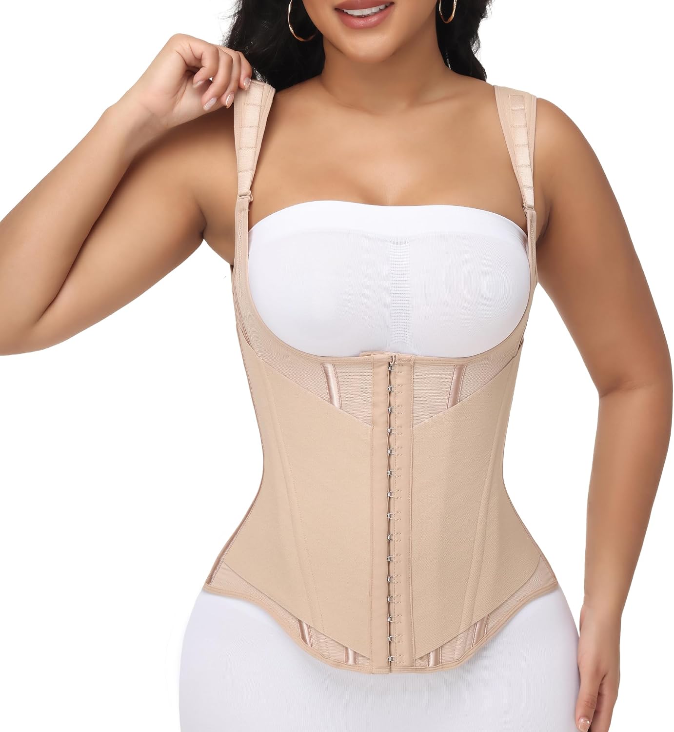 SHAPSHE Waist Trainer Vest for Women Tummy Control with Pressure Bands | High Compression for Hourglass Figure,Breathable Mesh Fabric,13 Steel Bones Back Support,Adjustable Freely,Workout,Postpartum