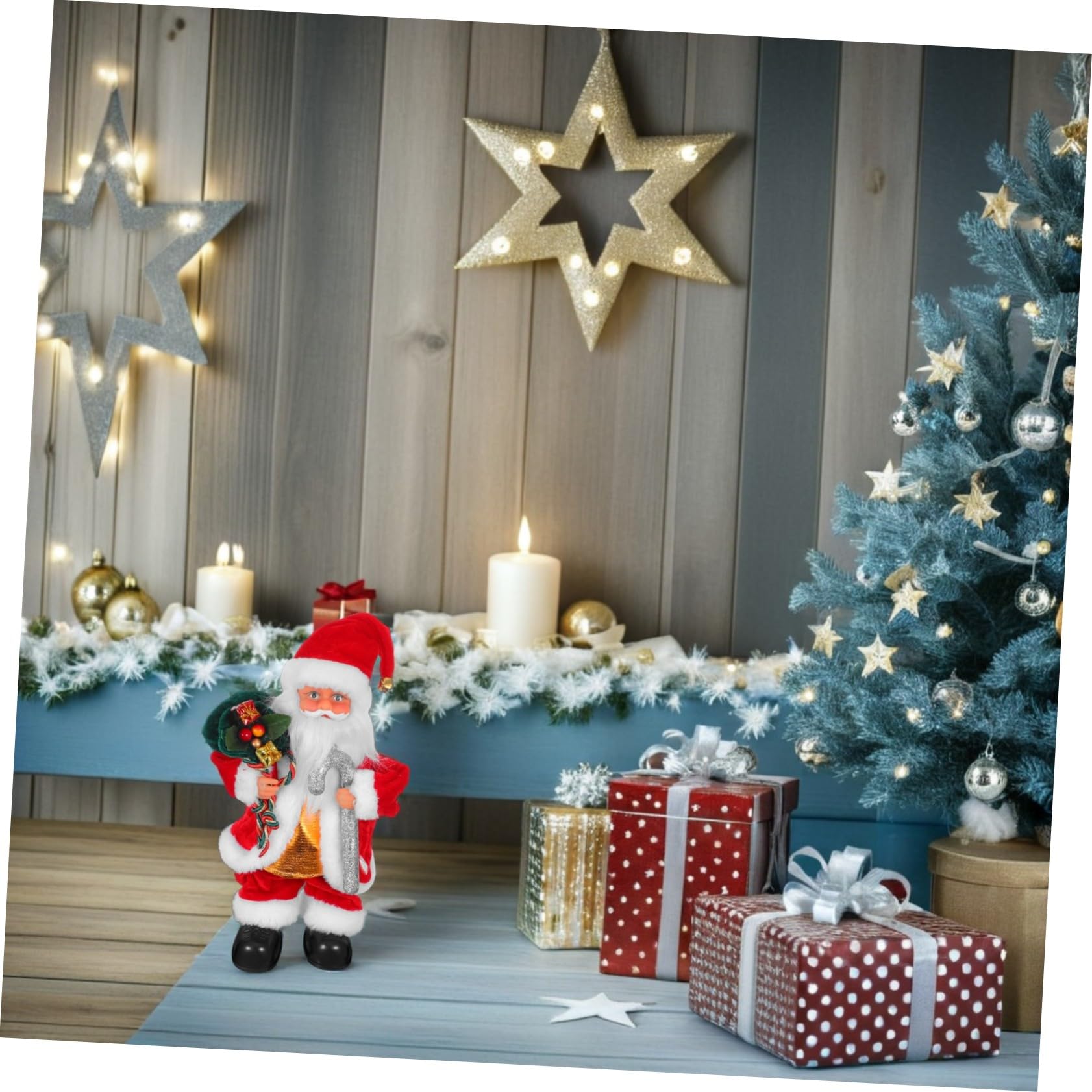 Mikinona Juguete De Papá Noel Eléctrico Adorable Adorno Navideño para Fiestas Juguete con Música para Decoración Familiar