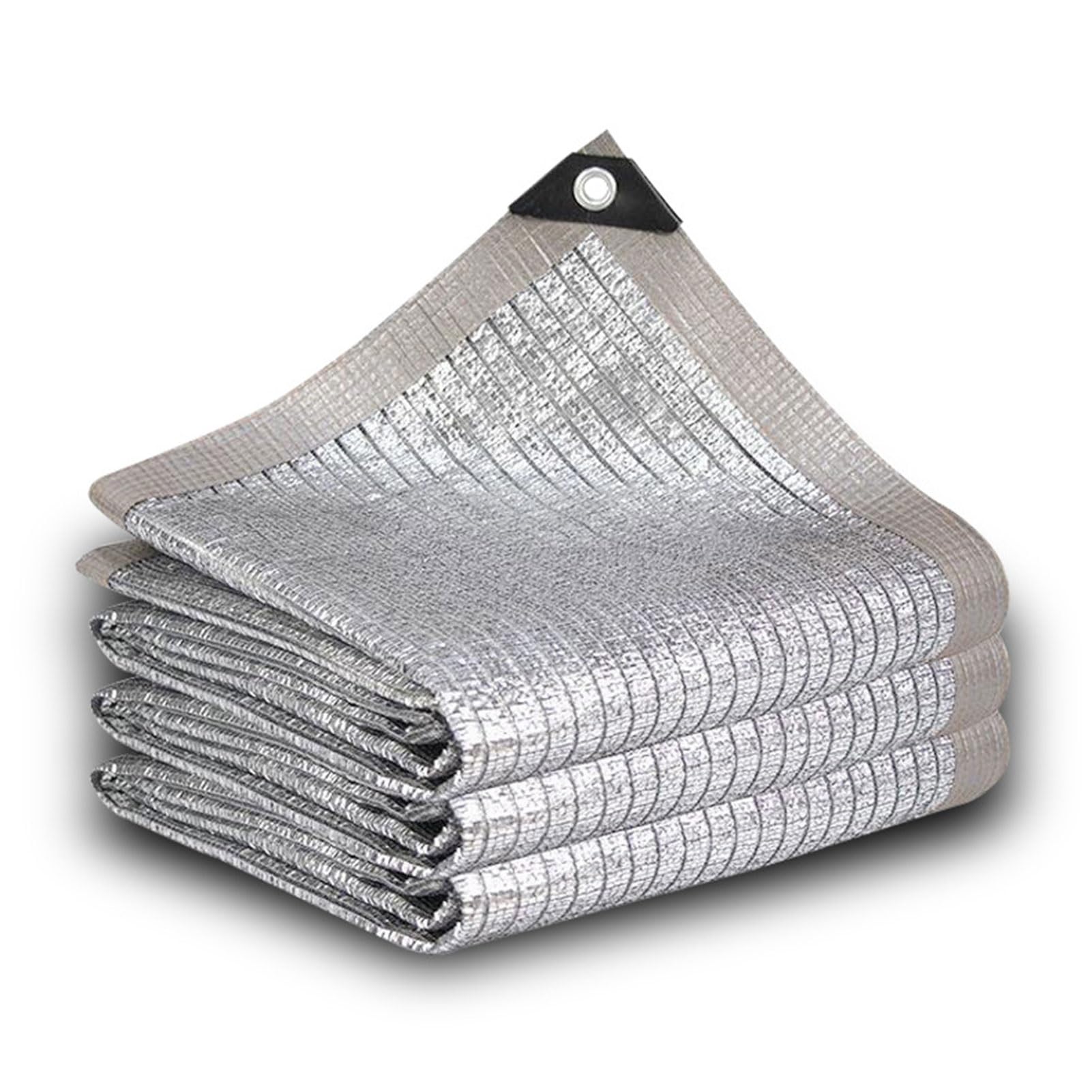 Folia aluminiowa, tkanina z przelotkami, gruba, termiczna, siatka chroniąca przed słońcem, na zewnątrz, do ogrodu, na patio, 4 x 5 m, kolor A