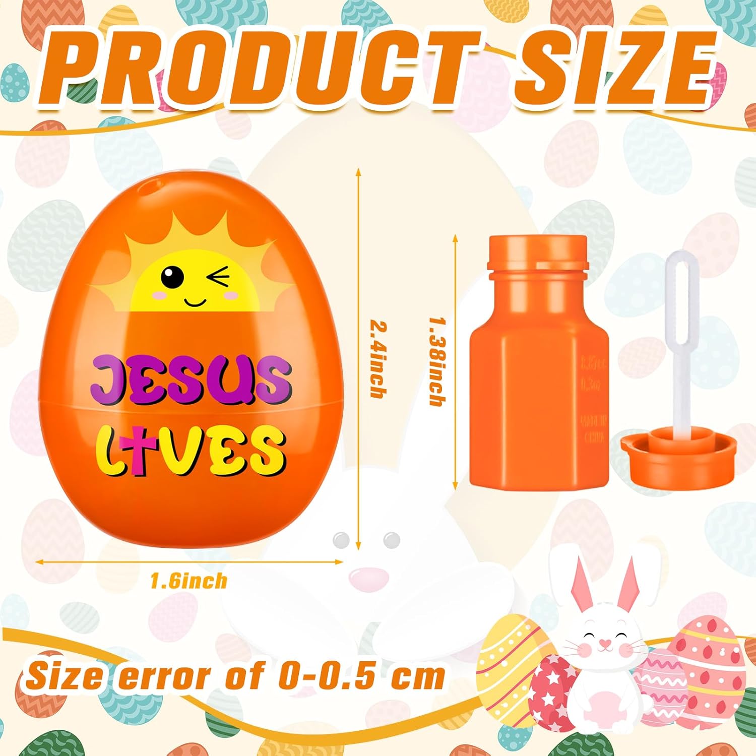 36 Sets Religious Prefilled Easter Eggs with Bubble Wands Christian Theme Filled Easter Eggs Jesus Lives Gifts Inside for Egg Hunt Basket Stuffers Filler