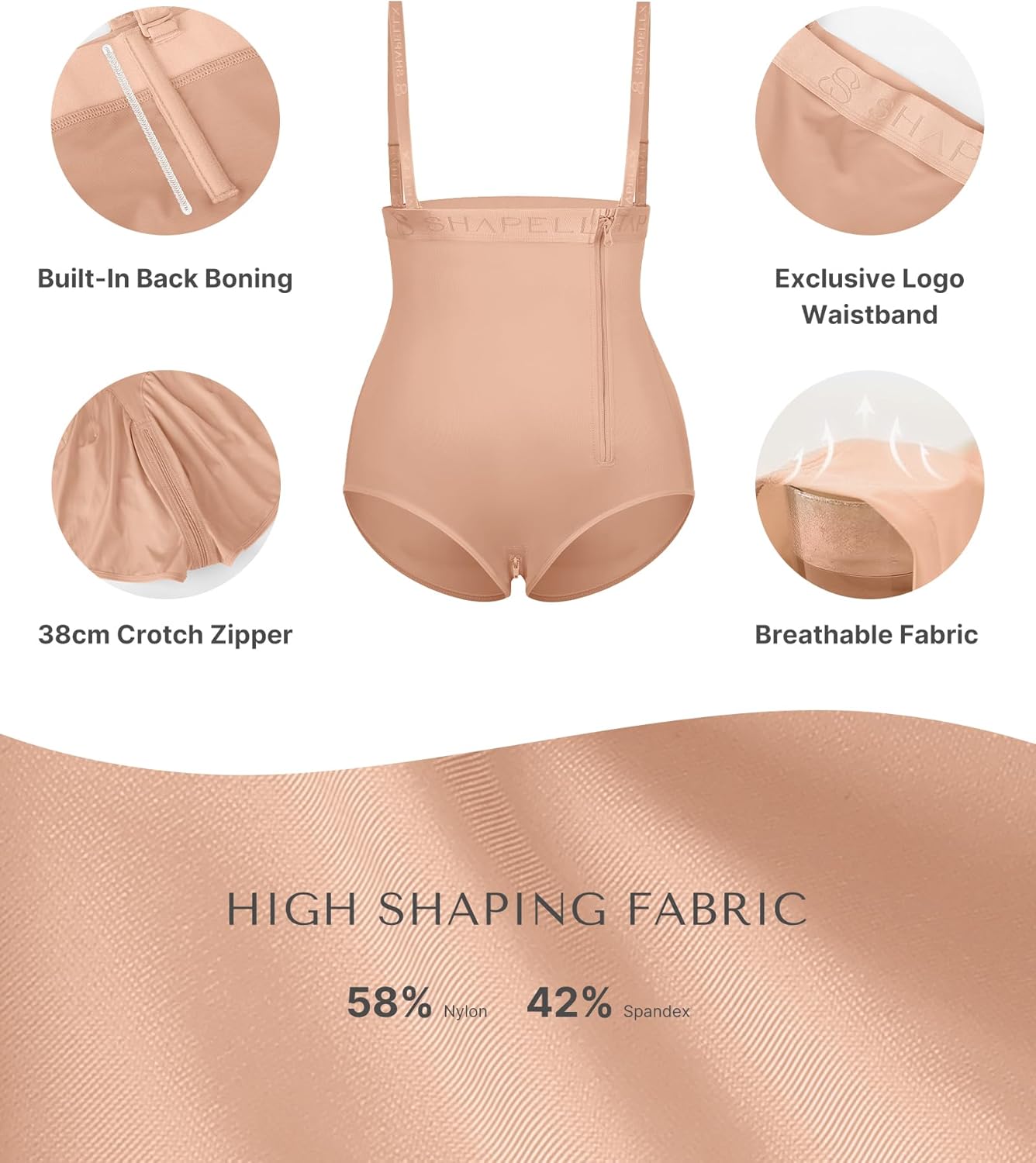 SHAPELLX High Waisted Shapewear for Women Tummy Control Body Shaper Fajas Colombianas Compression Bodysuit Control Panties - Image 5