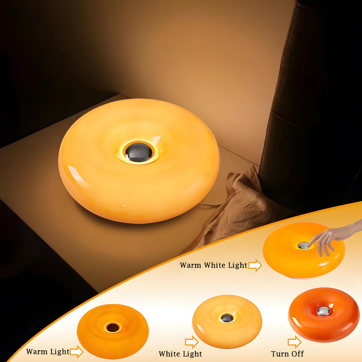 MIXL - Creative Design Donut Atmosphere Lamp, Plug- in Control Use Wall Light Or Table Lamp, Modern Orange Wall Lamp Desk Light for Corridor, Bedsided Or Warm Decoration