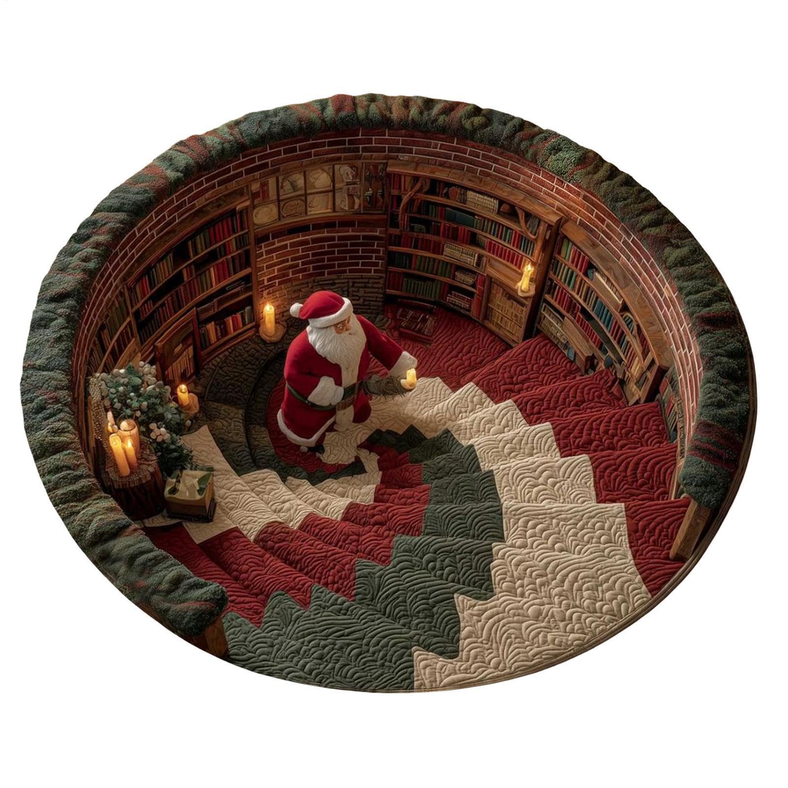Christmas 3D Optical Illusion Round Rug, 31.5 x 31.5 Inch