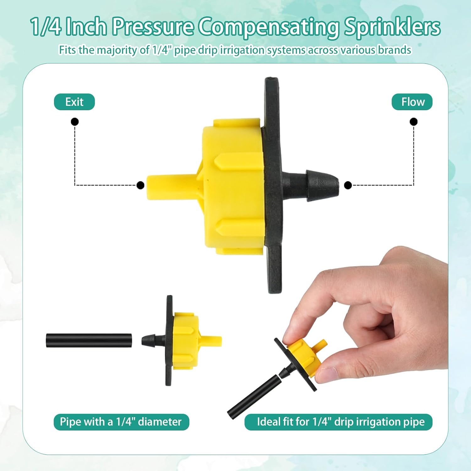 240 Pcs Drip Irrigation Emitters 1/4 Inch Drip Irrigation System Sprinkler 1/2 GPH, 1 GPH, 2 GPH Per Hour Pressure Compensating Sprinklers for Watering, 3 Sizes 3 Color