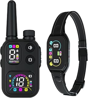 Meloive 3 en 1 Collier de Dressage, Collier Anti Aboiement, Collier LED | Portée de 3800m,Anti-aboiement avec Manuel et Au...