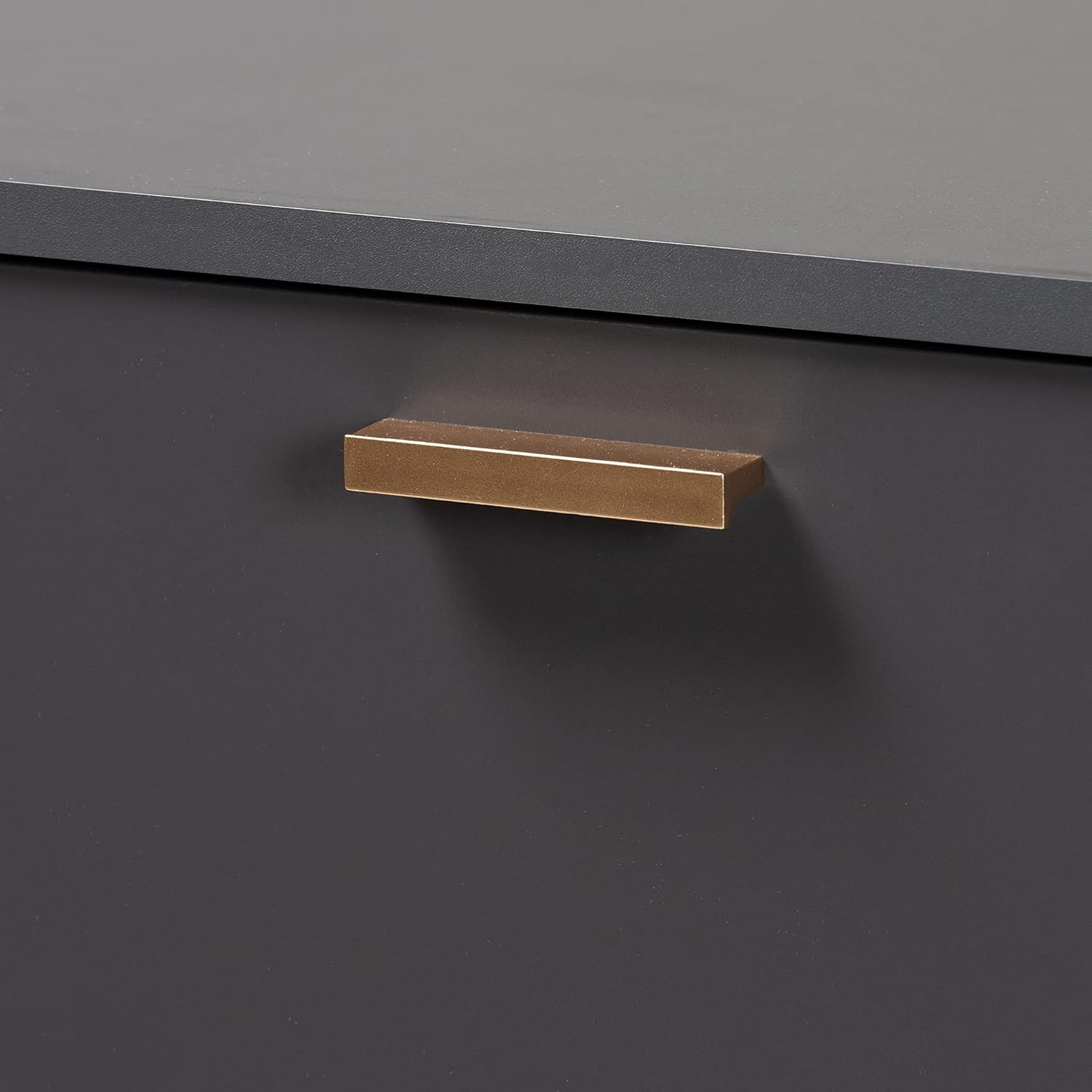 Baxton Studio Kelson Modern and Contemporary Dark Grey and Gold Finished Wood 3-Door Shoe Cabinet