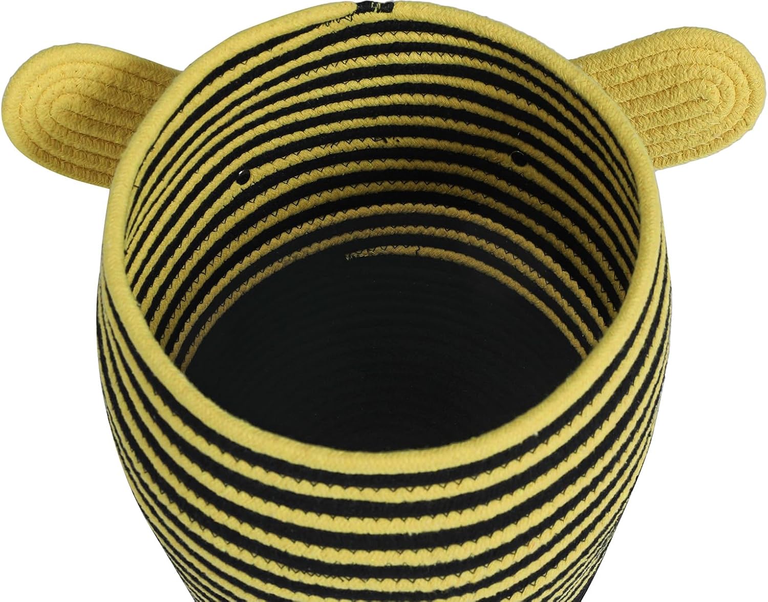 Cottonphant Handcrafted Animal Inspired Basket with Lid | Cotton Storage Solution for Organization in Bedroom | Perfect Organizer for a Shower or Retreat, Yellow Bee, 10"x15"