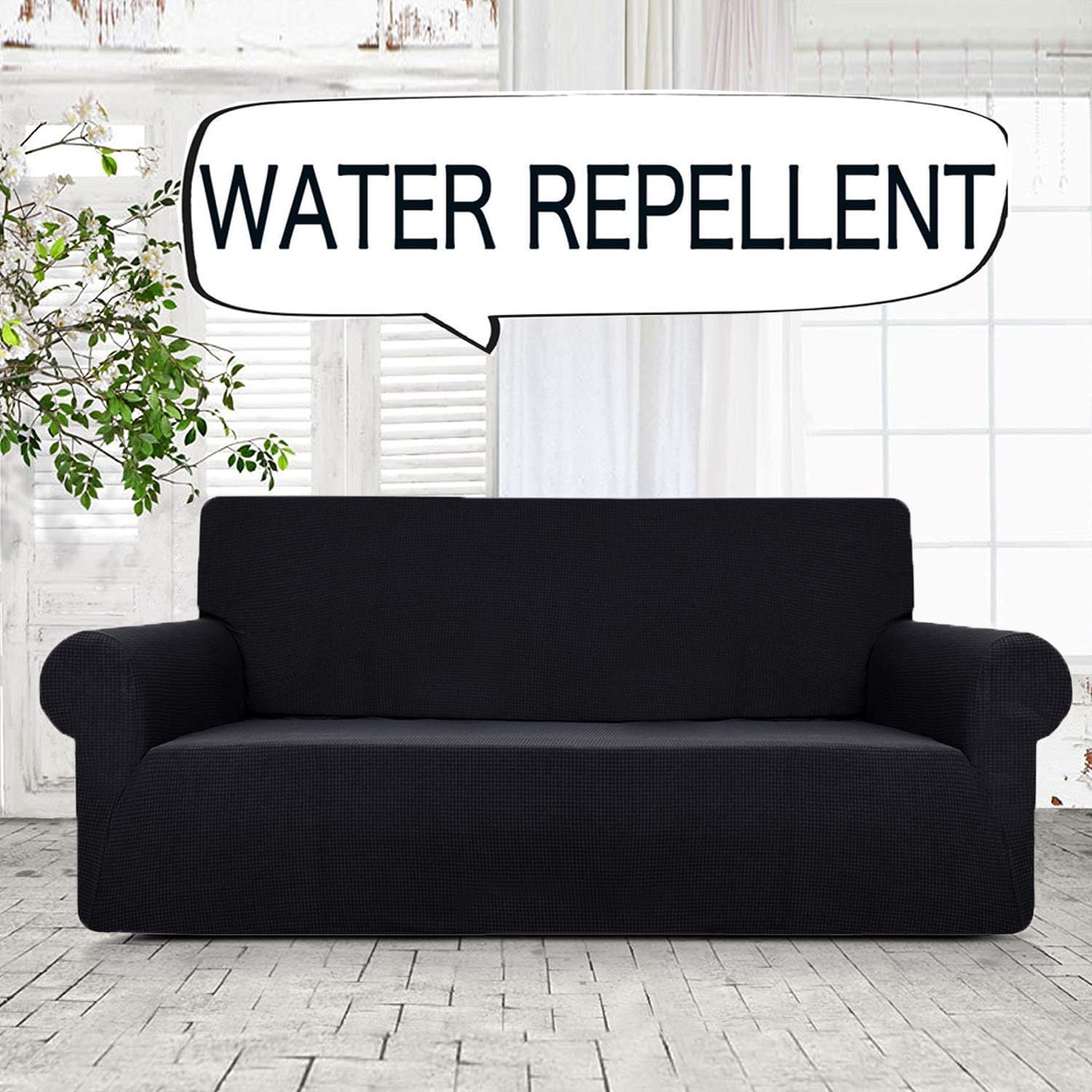 HEBE Stretch Slipcover for 2 Cushions Loveseat Water