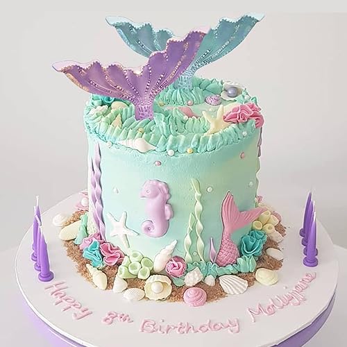 Miniatura 4 de Beasea - Molde de cola de sirena grande de silicona 3D, molde de cola de sirena de fondant, molde de caramelo para decoración de pastel de arcilla