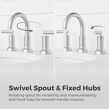 Pfister Capistrano Widespread Bathroom Sink Faucet 2 Handle 3 Hole Brushed Nickel Vanity Faucet with Push & Seal Drain TiteSeal Mount NSF Certified Bath Fixture LF049CSOGS