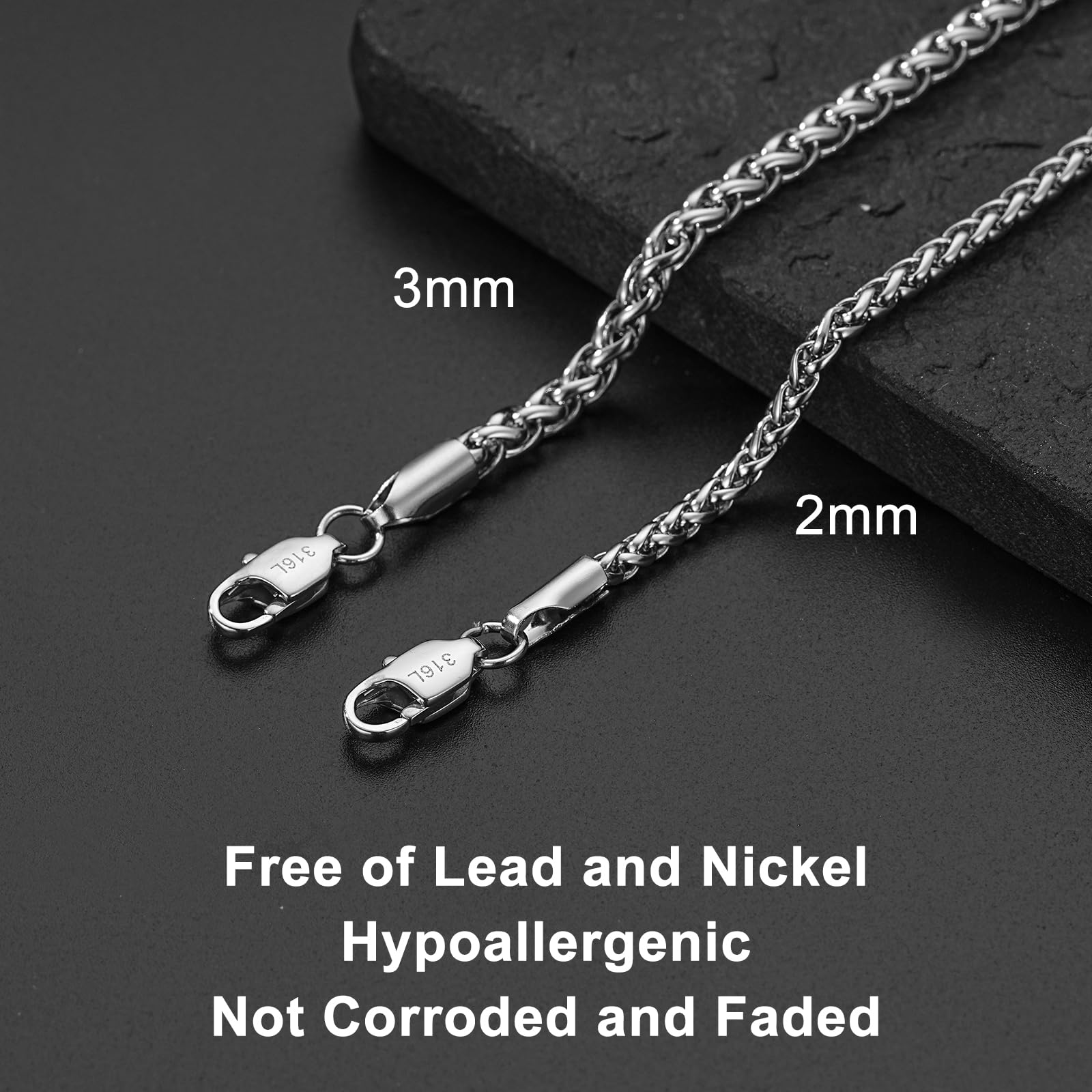 Esmoly Collana Uomo Catenina Necklace for Men Acciaio Inossidabile Cuban Chain Regalo Uomo Ragazzo