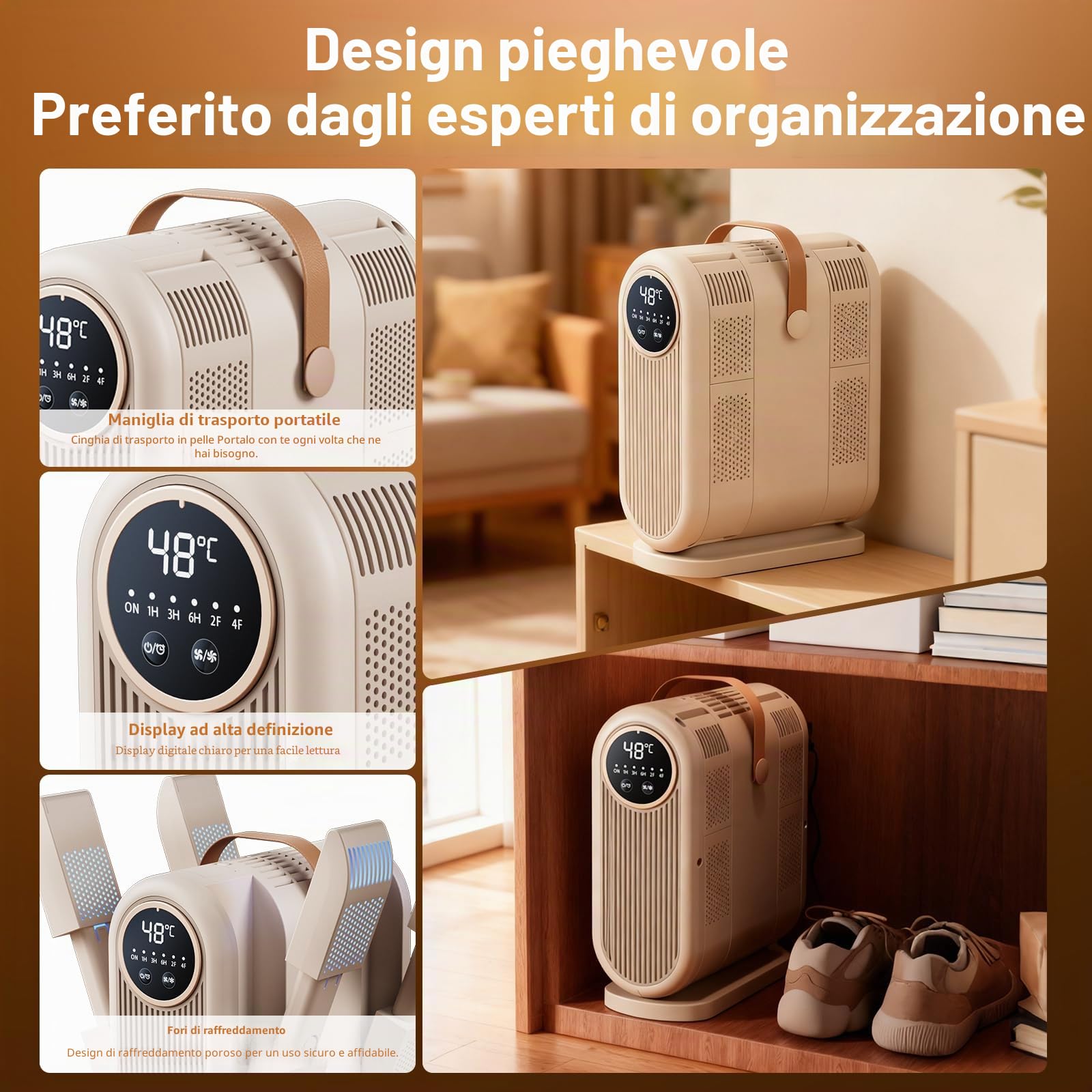 4 In 1 Asciugascarpe Elettrico Antibatterico, Timer 1/3/6H, 2 Impostazioni Di Velocità Del Vento, Asciugascarpe Portatile Per Sci, Adatto Per Scarpe, Guanti, Cappelli, Calzini E Scarpe Da
