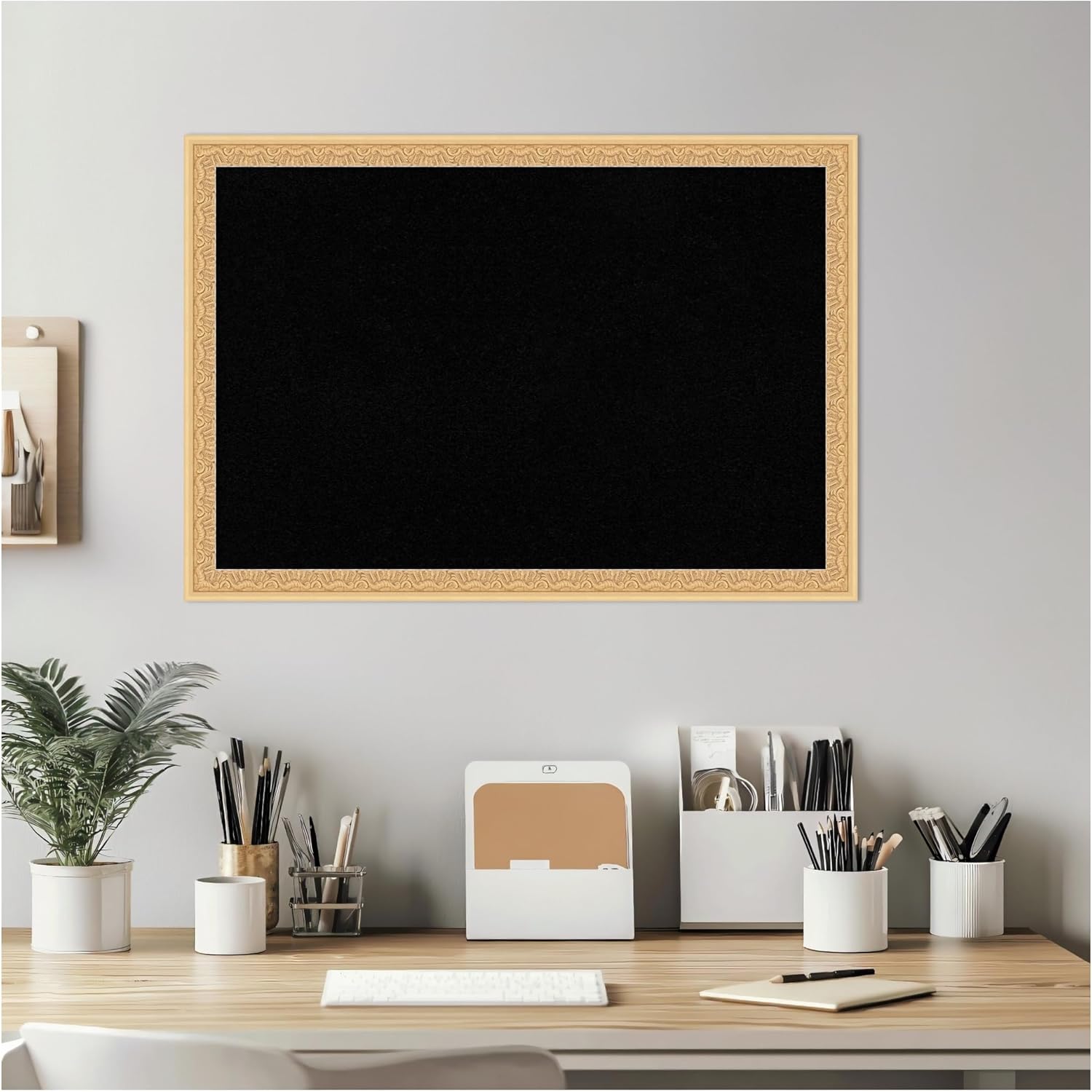 Amanti Art Black Cork Board for Wall, 18x26 Vision Board with Gold Wood Frame, Medium Corkboard Office Decor for Home Organization, Traditional Corkboard Pinboard Display Items for Home Organization