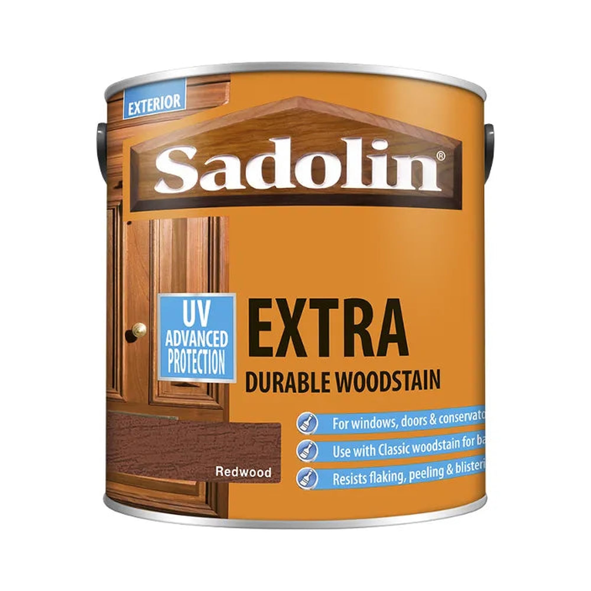 DRW Redwood Extra Durable Woodstain 500ml | Exterior Wood Stain and Protector | Long Lasting Satin Finish for Doors Windows Cladding Joinery and Garden Timber