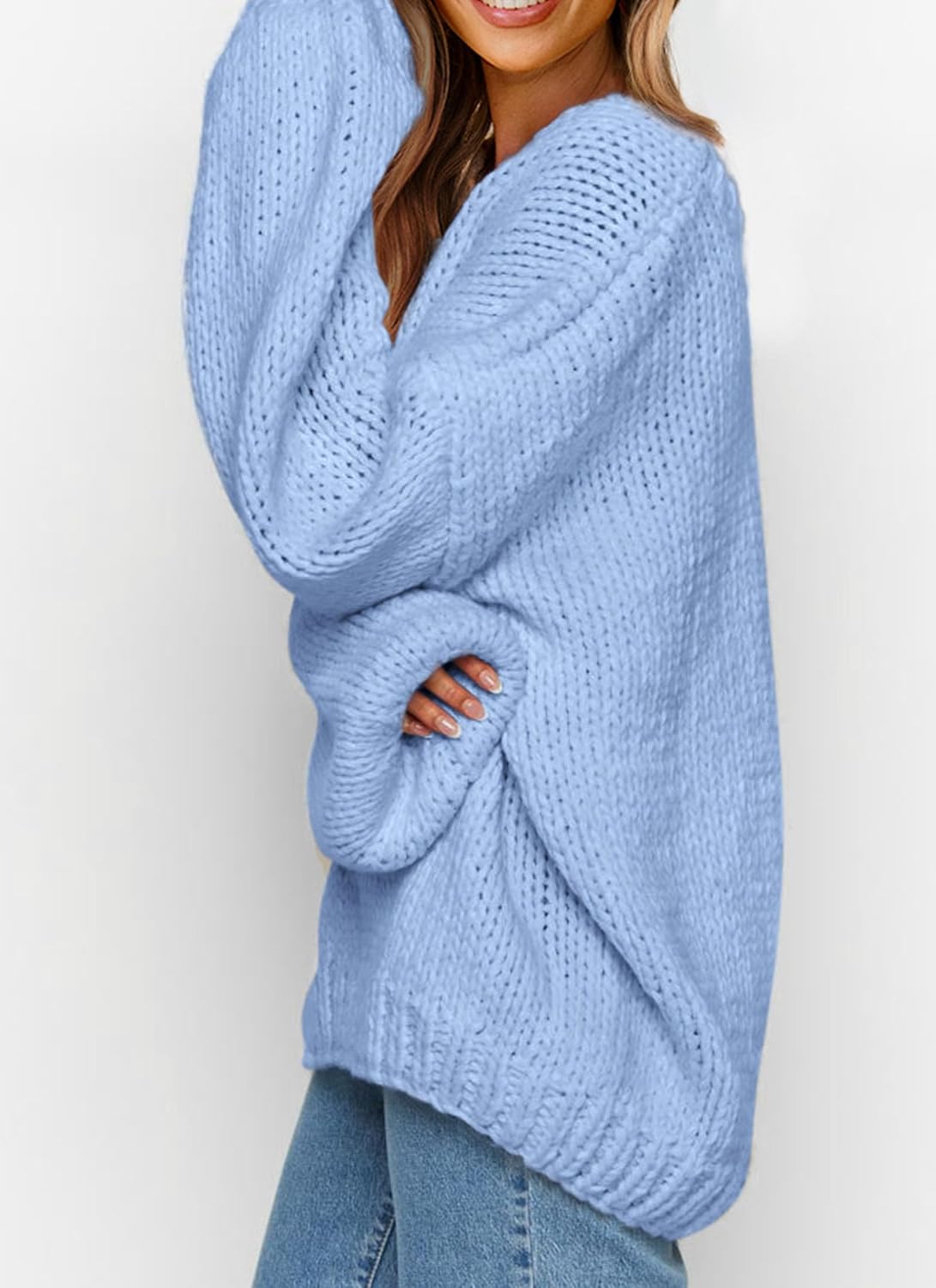 PRETTYGARDEN Women's Fall Oversized Sweaters Long Sleeve V Neck Dressy Casual Chunky Knit Loose Pullover Tops Winter Clothing - Image 7