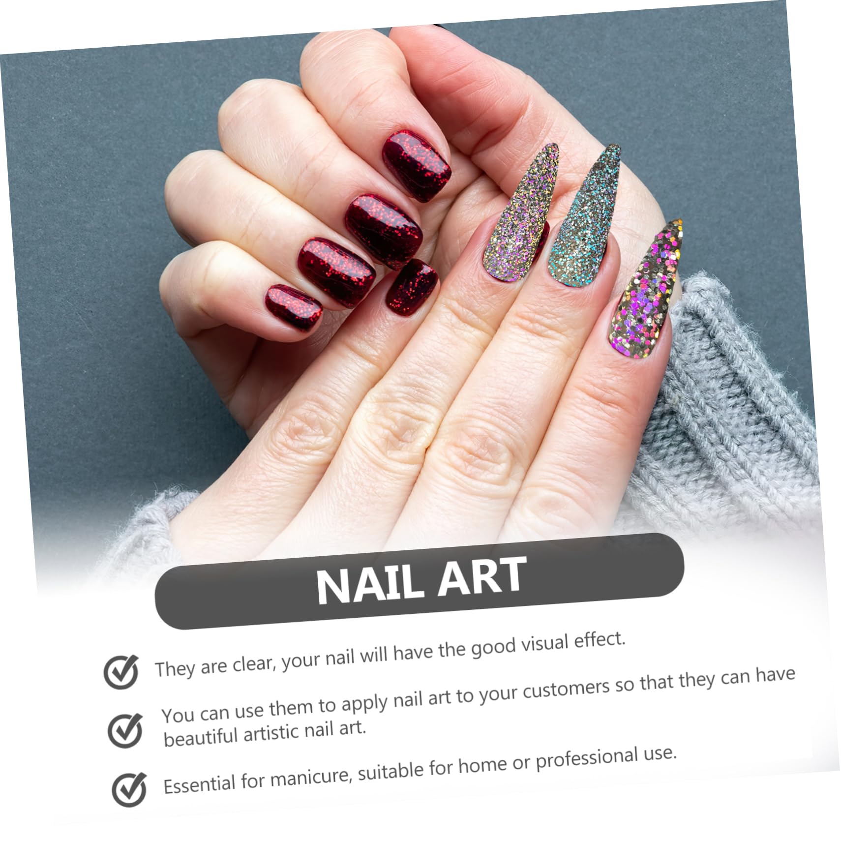 Mikinona Diamond Nail Glitter Flakes Reflective for Nail Art Crystal Powder Supplies