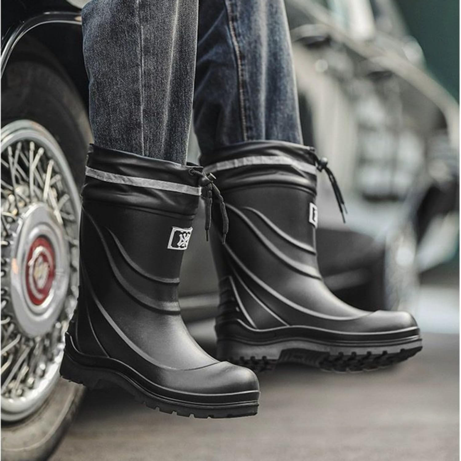 Men Rain Boots Waterproof Rubber Boots for Men with PVC Unique Design, Comfort Lightweight Work Mud Boots, Resistant Durable Slip Garden Boots for Fishing Farming Gardening - Image 8