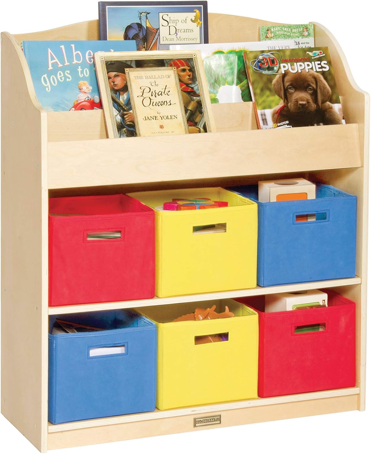 Guidecraft Book & Bin Storage Set 6 Fabric Storage Bins