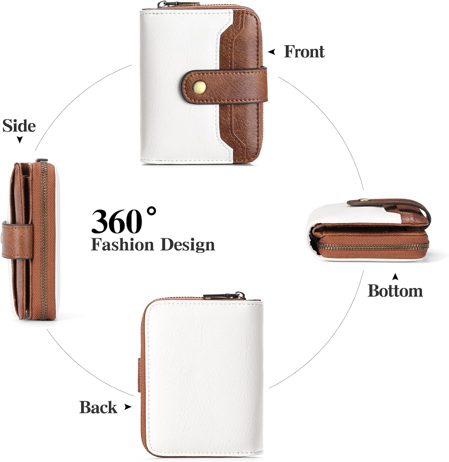 GAEKEAO Small Wallet for Women Leather RFID Blocking Bifold Zipper Pocket Credit Card Holder Card Case Wallets with ID Window - Image 3