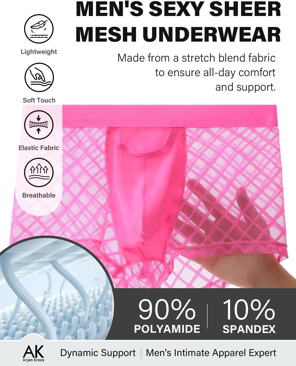 Arjen Kroos Men Sexy Lace Trunks Underwear Low Rise Open Design Novelty Funny Boxer Briefs - Image 5