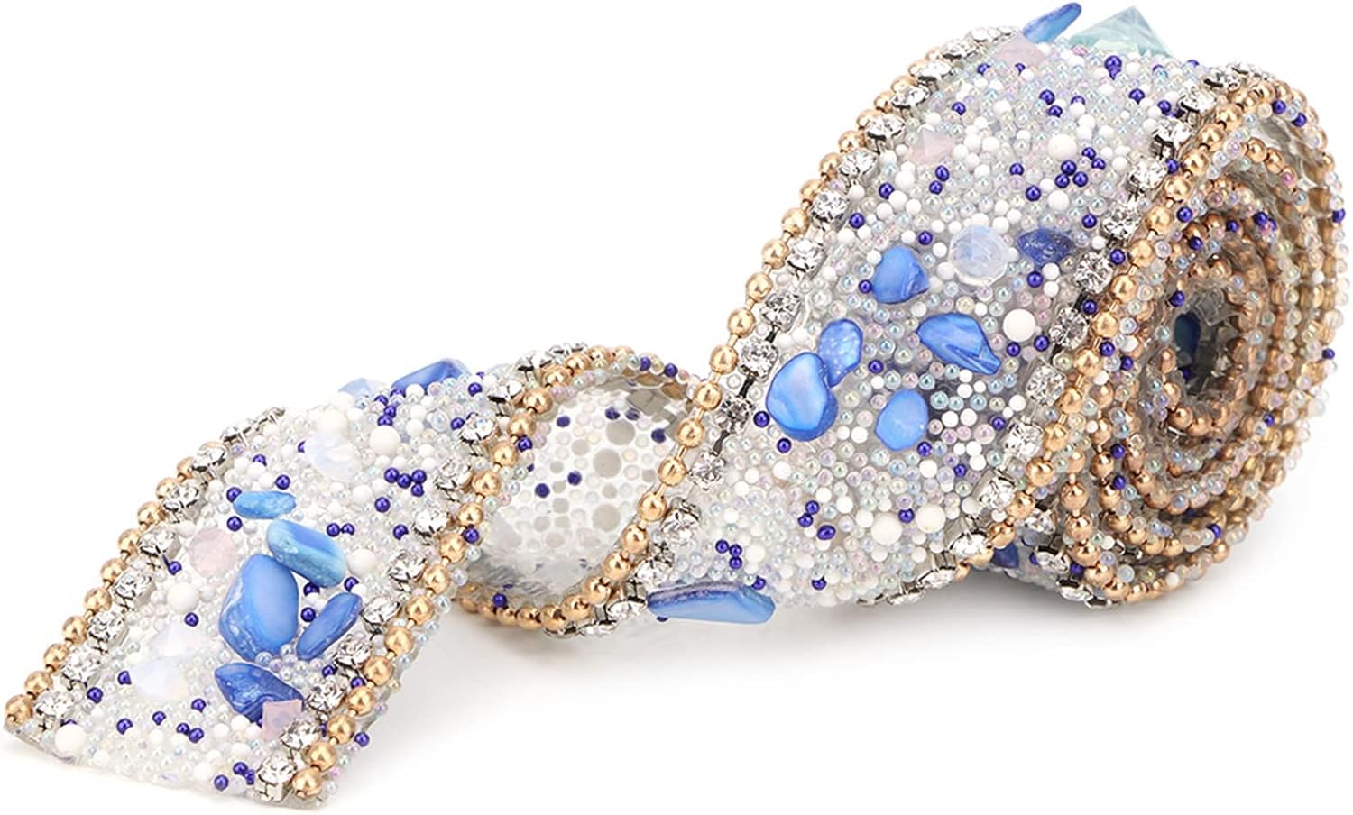 19.7in Crystal Rhinestones Ribbon, 0.98in Width DIY Artificial Crystal Mesh Wrap Roll Chain Trim Banding Applique for Wedding Party Floral Arrangements(#06)