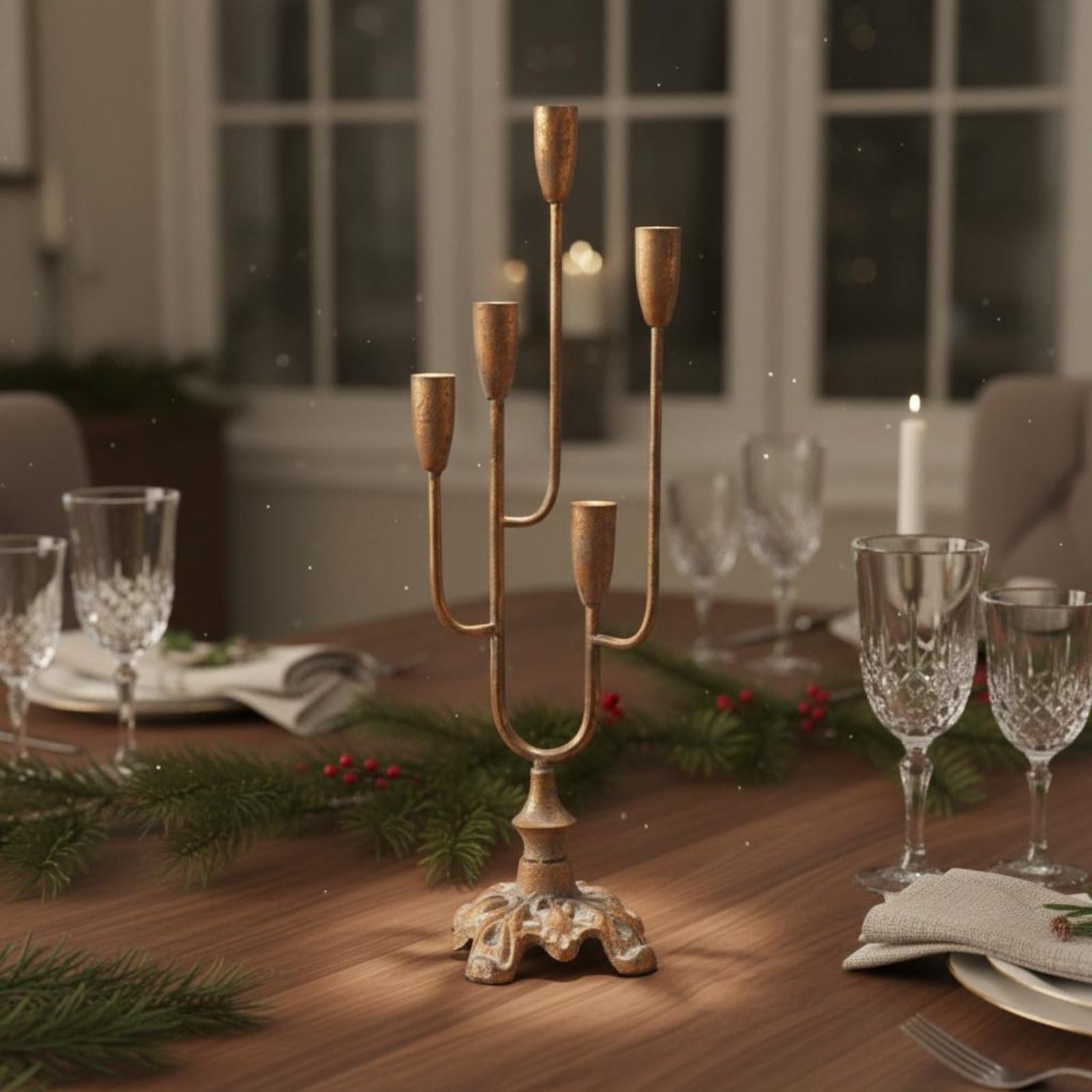 harayaa Candelabro Decorativo Portacandele Candelabro Candeliere Supporto Portacandele in Metallo Stile Europeo Elegante con per Candele Lunghe per Tavola Ricevimenti Natale Soggiorno Ristorante