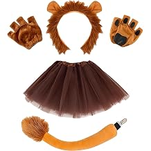 4 Pcs Lion Costume Set Kit with lion ears, Gloves, Tail & Tutu Skirt, Perfect for Kids & Adults Cosplay,Halloween Birthday Carnival Stage Performance