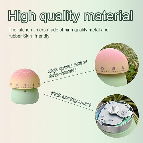 Vista 4 de Paquete de 2 lindos temporizadores de cocina, temporizador de huevos 100% mecánico para niños, temporizador de cuerda de 60 minutos para cocinar