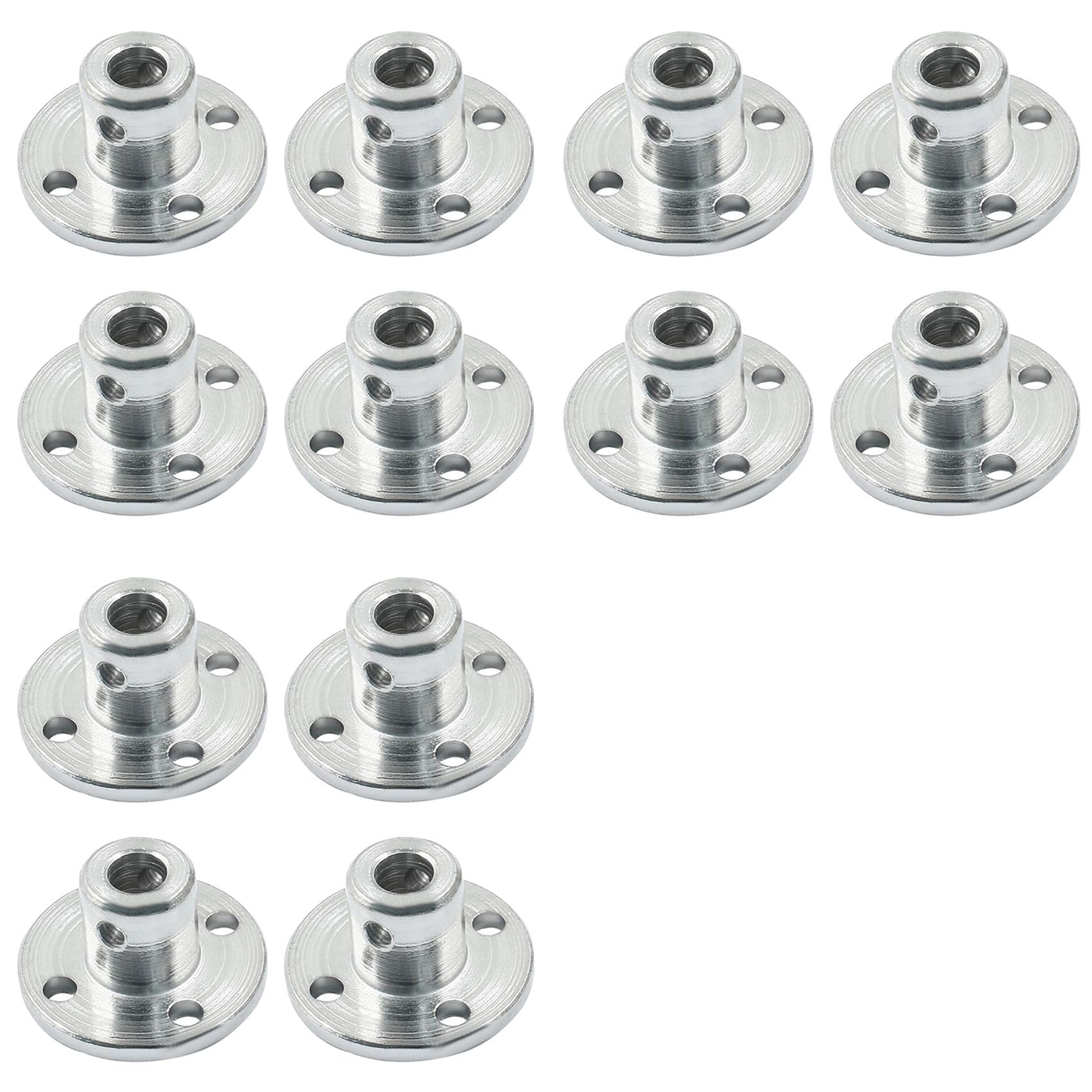 Jnchdghwa Silver 12 Pcs 5Mm Metal Flange Shaft Coupling Rigid Flange Coupling Motors Guide Shaft Bearing