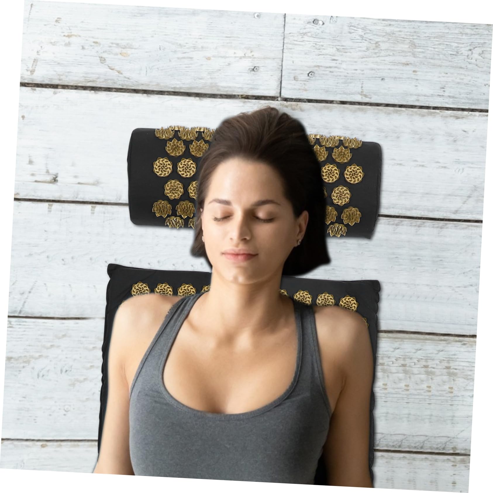 Healeved Set 2 Cuscini e Tappetino Massaggianti per Agopressione con Punti Shiatsu, Cotone Traspirante, Antidolorifico per Collo, Schiena e Corpo, Accessorio Benessere per Adulti, Anziani