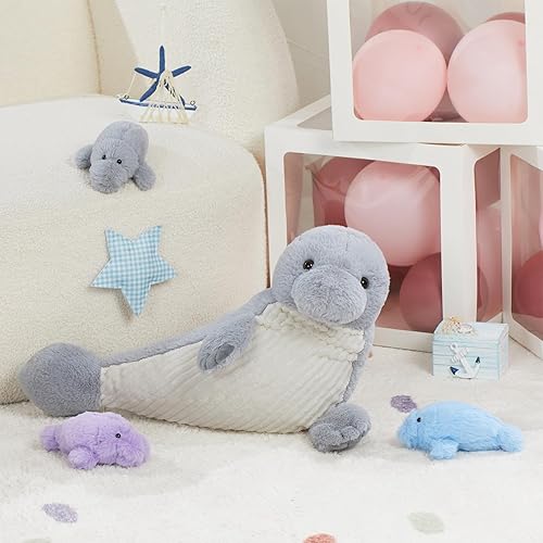 Vista 44 de MorisMos Juego de 7 animales de peluche de dragón verde, juguete de peluche de 21 pulgadas con 4 dragones bebé y 2 huevos en el interior, juguete