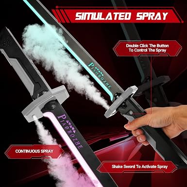Cyberpunk Spark Sword Toys- 31.5inch 8 Colors RGB LED Light, Mist Spray, Cool Spark, Smart Hit Sound Interaction – Cyberpunk Edgerunners product image