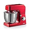 Ariete Gourmet Professional Kitchen Chef Red 159801-7 لتر قادوس كبير، خلاط حامل احترافي للذواقة، عجن كوكبي، 1200 وات، 6 سرعات، وظيفة التأثير، غطاء مضاد للرذاذ