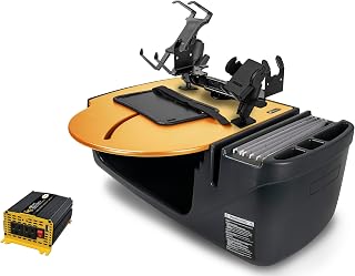 AutoExec Roadmaster Car Desk for Your Vehicle Workstation and Mobile Office, Sunset Orange, with 400 watt Power Inverter, Phone Mount, Tablet Mount and Printer Stand