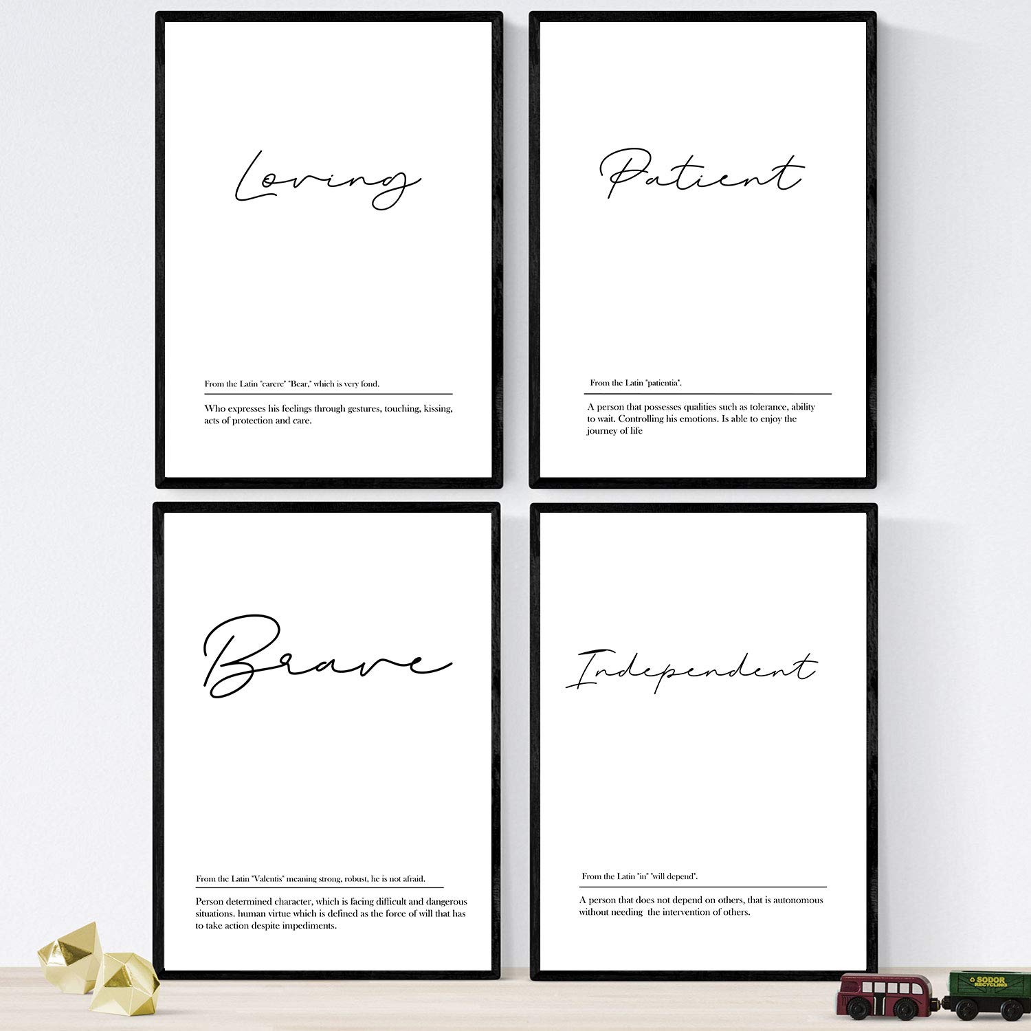 Nacnic Couples 2 Set Of Four Sheets With Definitions Of Words In English. Poster 'Couple 2' Words With Definitions. A4 Size With Frame