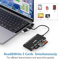 Cititor de carduri de memorie 7 în 1 Rocketek pentru carduri SD, CF, XD, microSD, MS, compatibil cu iPhone 16 și 15, iPad, MacBook, Samsung, Windows, iOS, Android 6