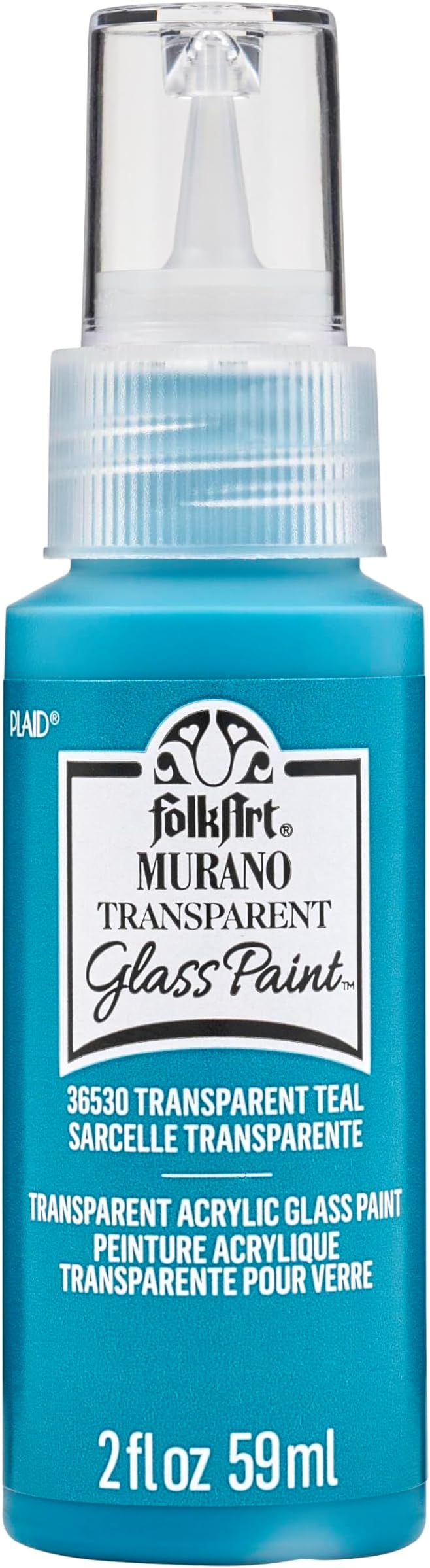 FolkArt Murano Transparent Acrylic Glass Paint, Teal, Perfect for Indoor and Outdoor Arts and Crafts Projects, 2 fl oz, 36530
