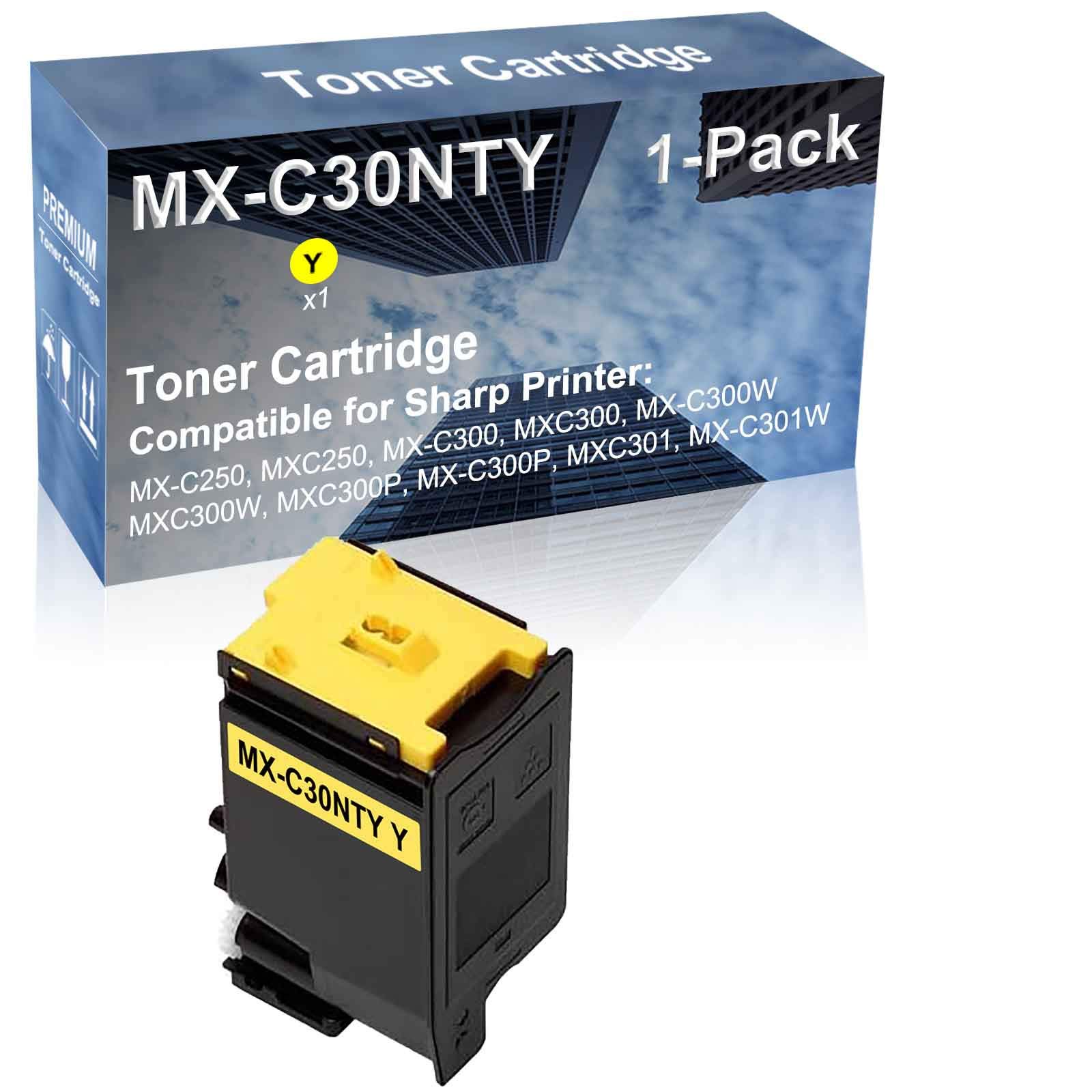 1-Pack (Yellow) Compatible High Yield MX-C30NT (MX-C30NTYA) Laser Printer Toner Cartridge Used for Sharp MX-C300P, MXC301, MX-C301W Printer