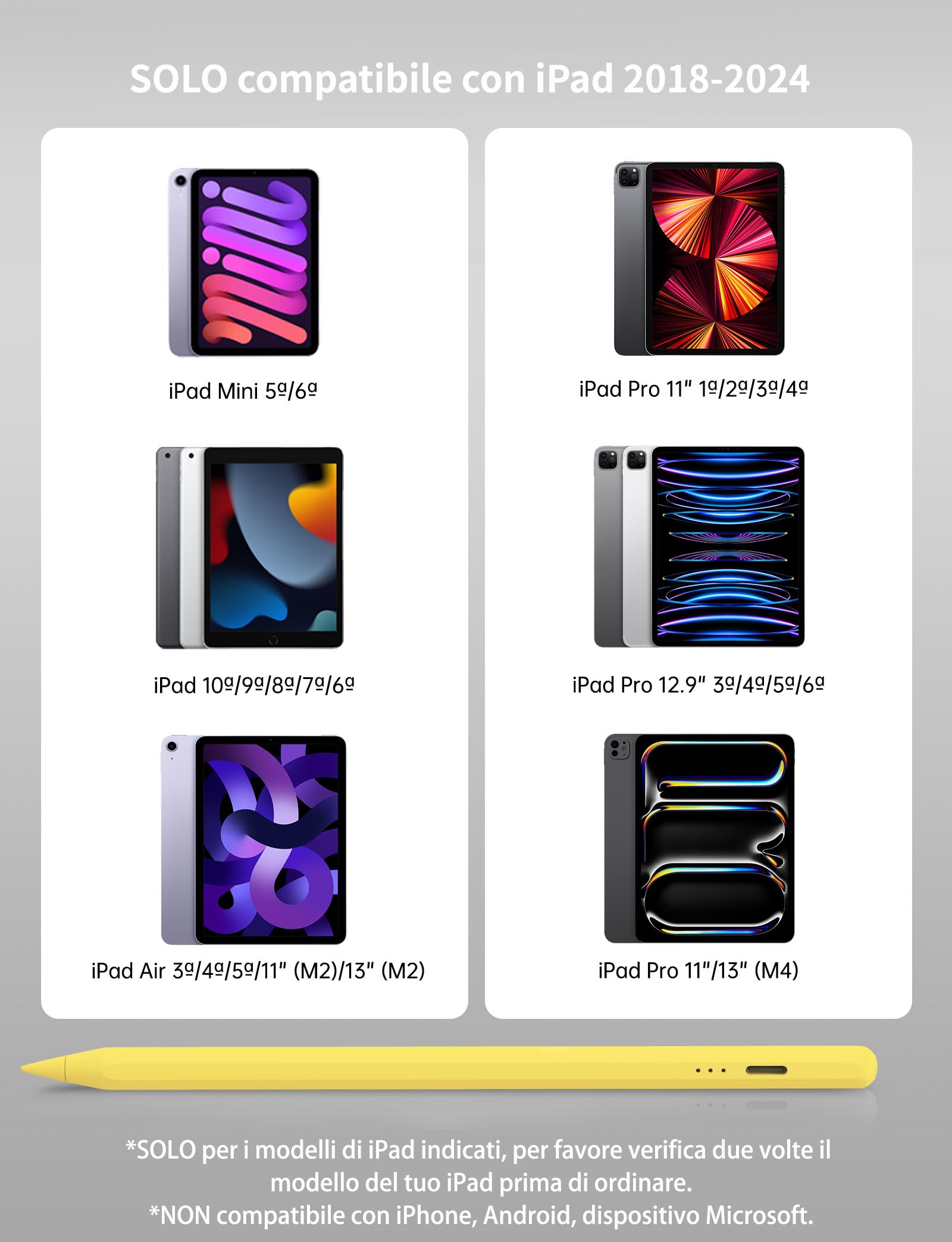 MEKO Penna iPad 13 Minuti di Ricarica Rapida Pencil con Rifiuto del Palmo, Sensibilità di Inclinazione per iPad 6-11ª, Air 3-5ª/M2/M3, Mini 5/6ª, Pro 11"/12.9"(3-6ª)/13" M4