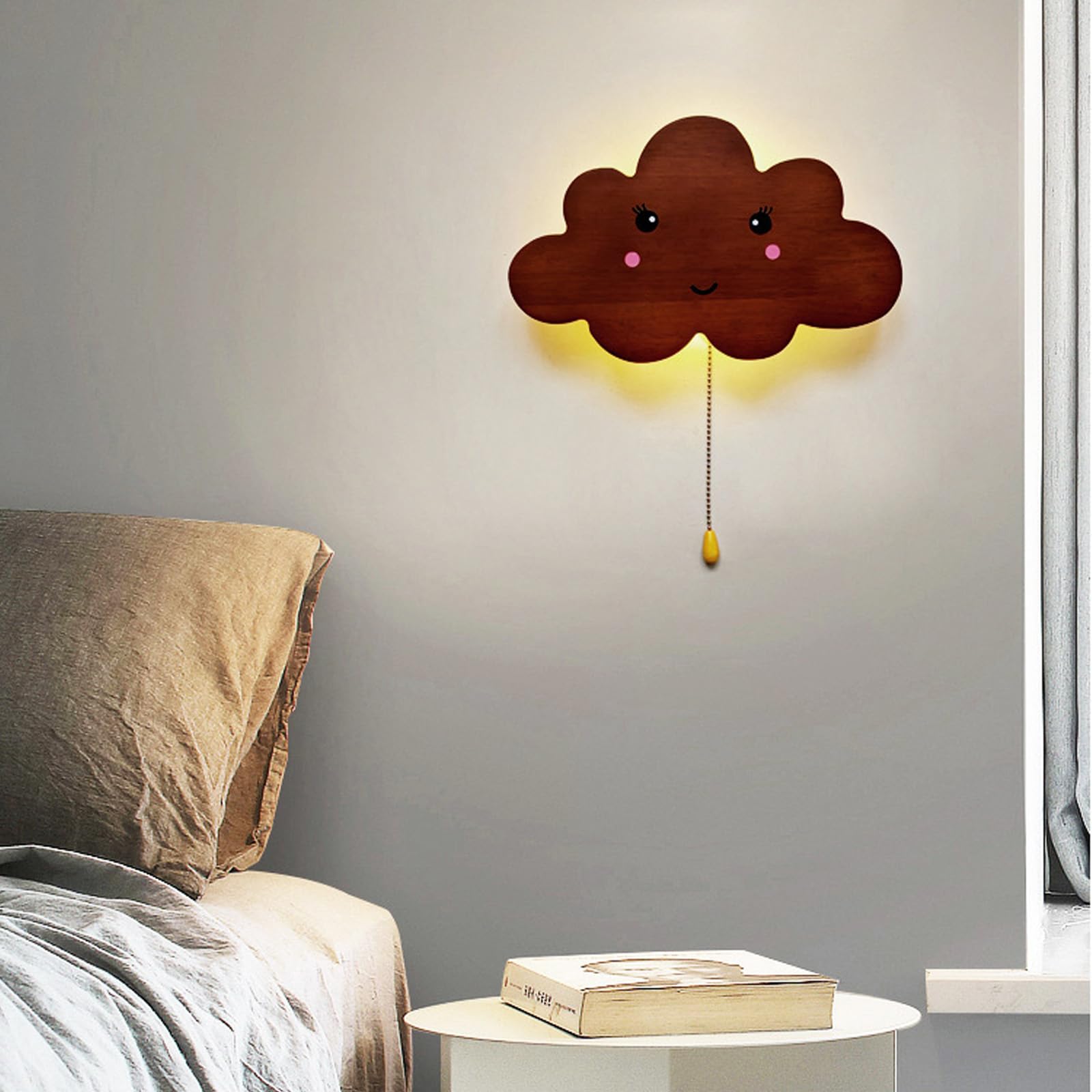 Akumulatorowe lampy ścienne LED z wyłącznikiem pociągowym, 3 temperatury barwowe, ściemniane, nowoczesne oświetlenie ścienne, ładowane przez USB, do wnętrz, do pokoju dziecięcego, salonu