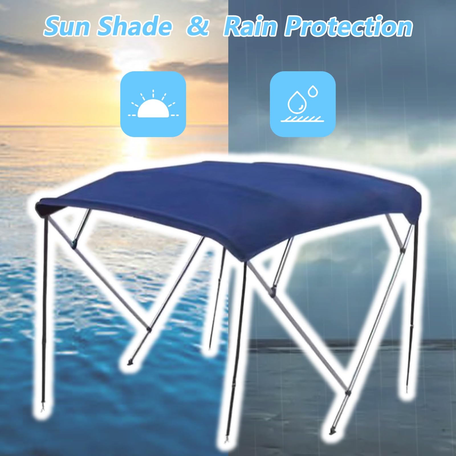 Tendalino Parasole Per Barca - Tettoia Parasole - Tessuto Oxford 800D Resistente - Protezione Solare - Per Picnic, Campeggio E Pesca(2.3-2.5m/90.6-98.4in)
