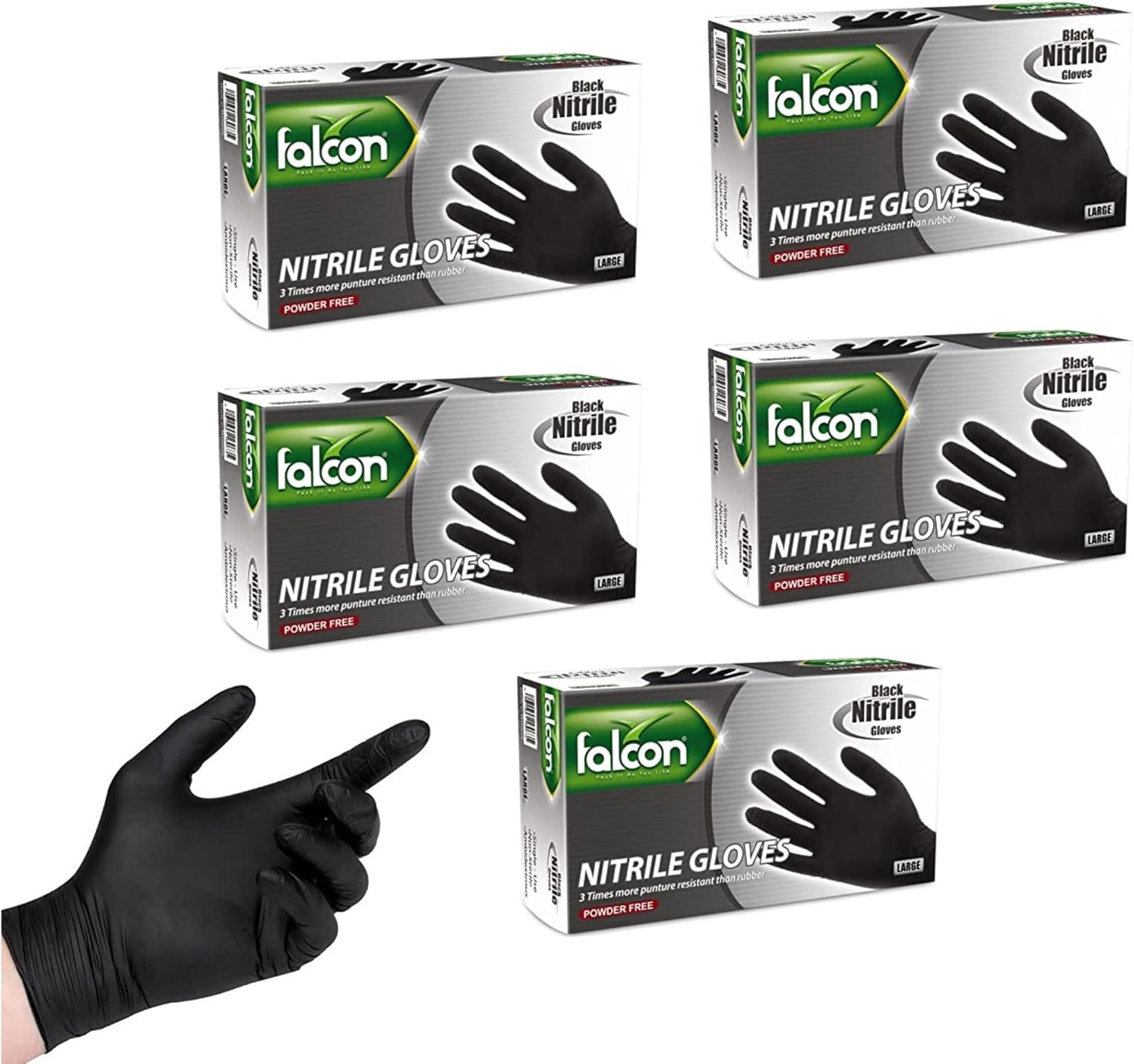 Falcon Nitrile Powderfree Disposable Gloves, Black (XL) Buy Online
