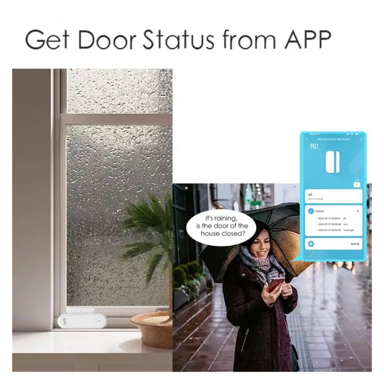 Sensor de puerta y ventana Tuya, detectores inteligentes de puerta abierta/cerrada, sist-ema de alarma de seguridad for el hogar, escena de alerta independiente, sirena de 80dB(4PCS)