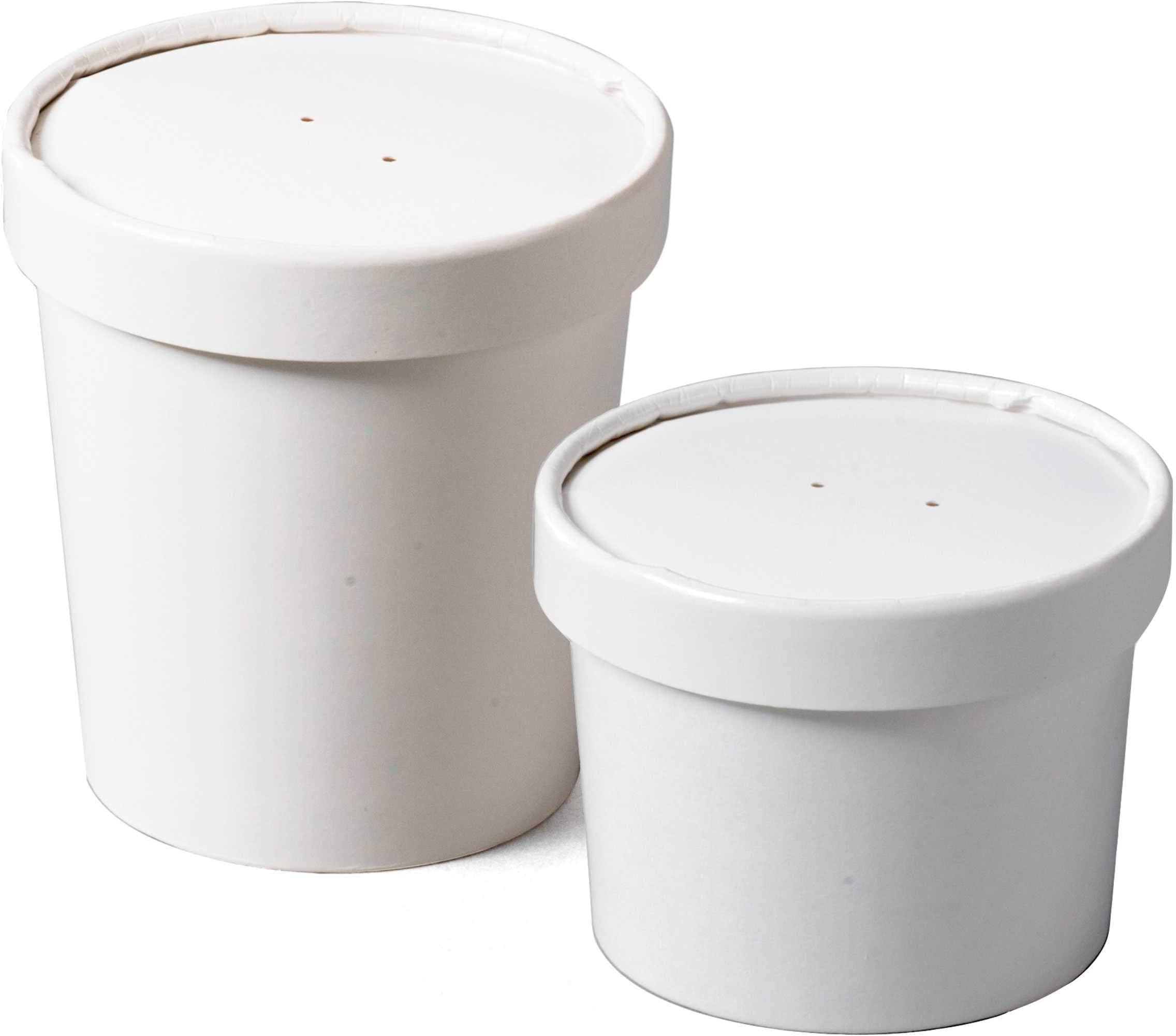 50 x White Disposable Soup Ice Cream Container Round Deli Food Lids Heavy Duty Bowl Paper 8oz 12oz 16oz 26oz 32oz (12oz with lids)