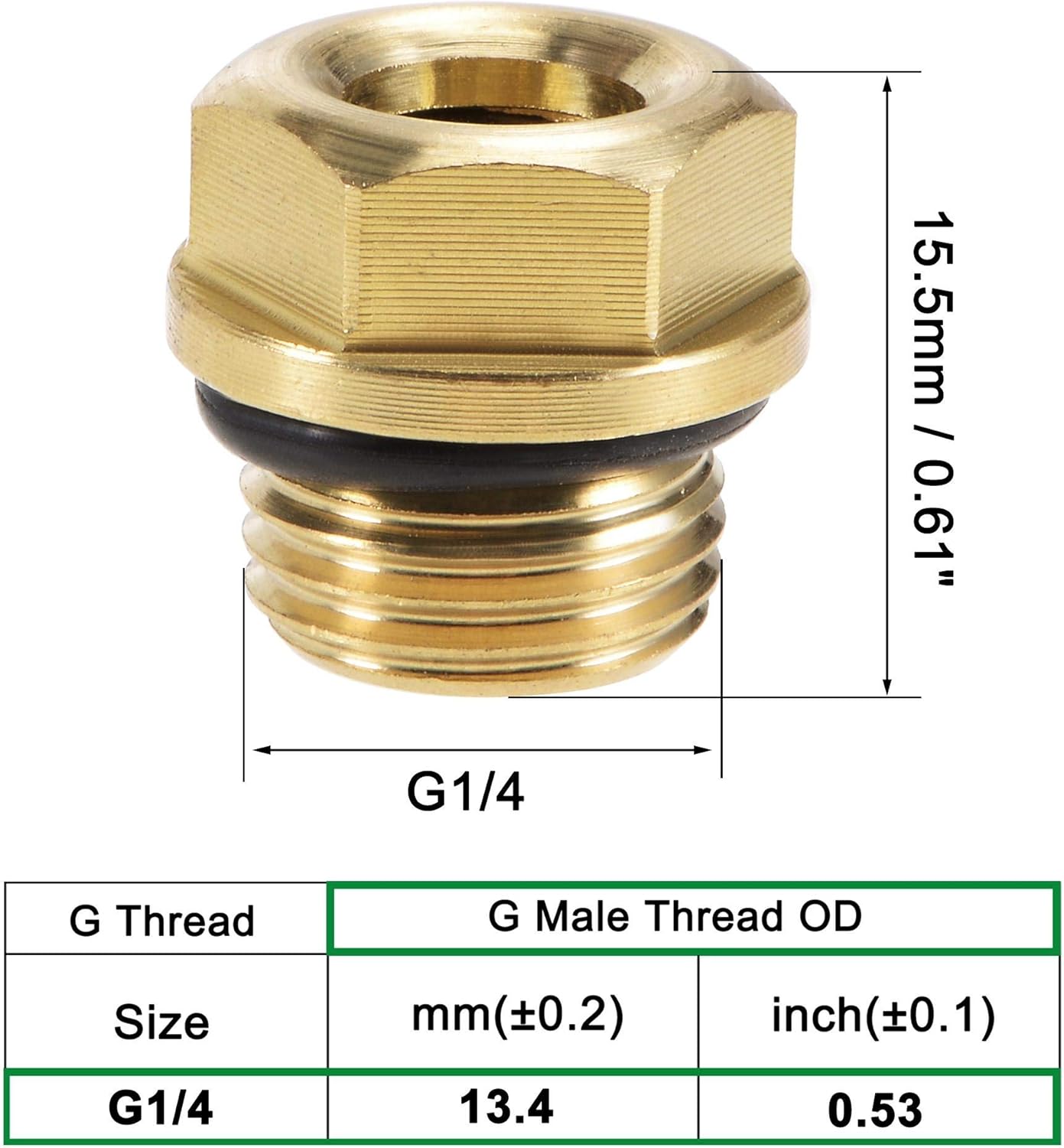 uxcell Oil Liquid Level Gauge Sight Glass G1/4 Male Threaded Brass Air Compressor Fittings with O-Ring, Yellow 2Pcs