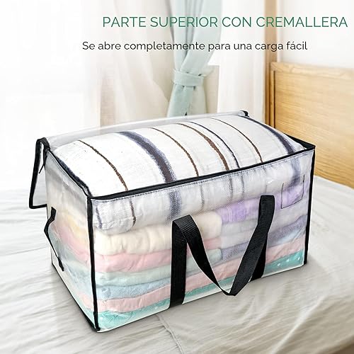 Vista 7 de BALEINE Paquete de 6 bolsas de mudanza de gran tamaño con asas reforzadas, bolsa de almacenamiento resistente para ropa, suministros de mudanza