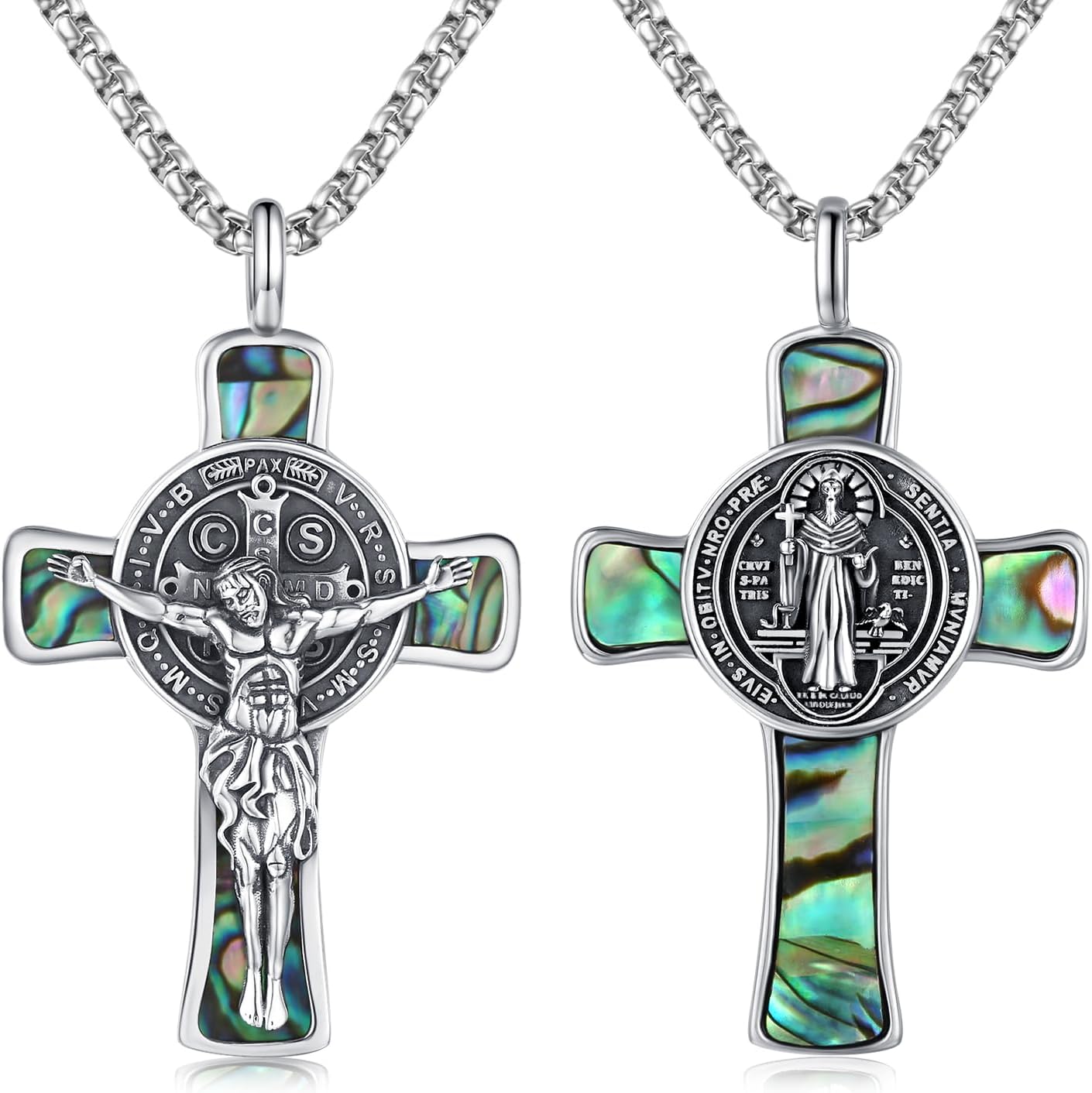 TwoAnts 925 Sterling Silver Patron Saint Medal Necklace Protection Catholic Jewelry Gifts for Men Women