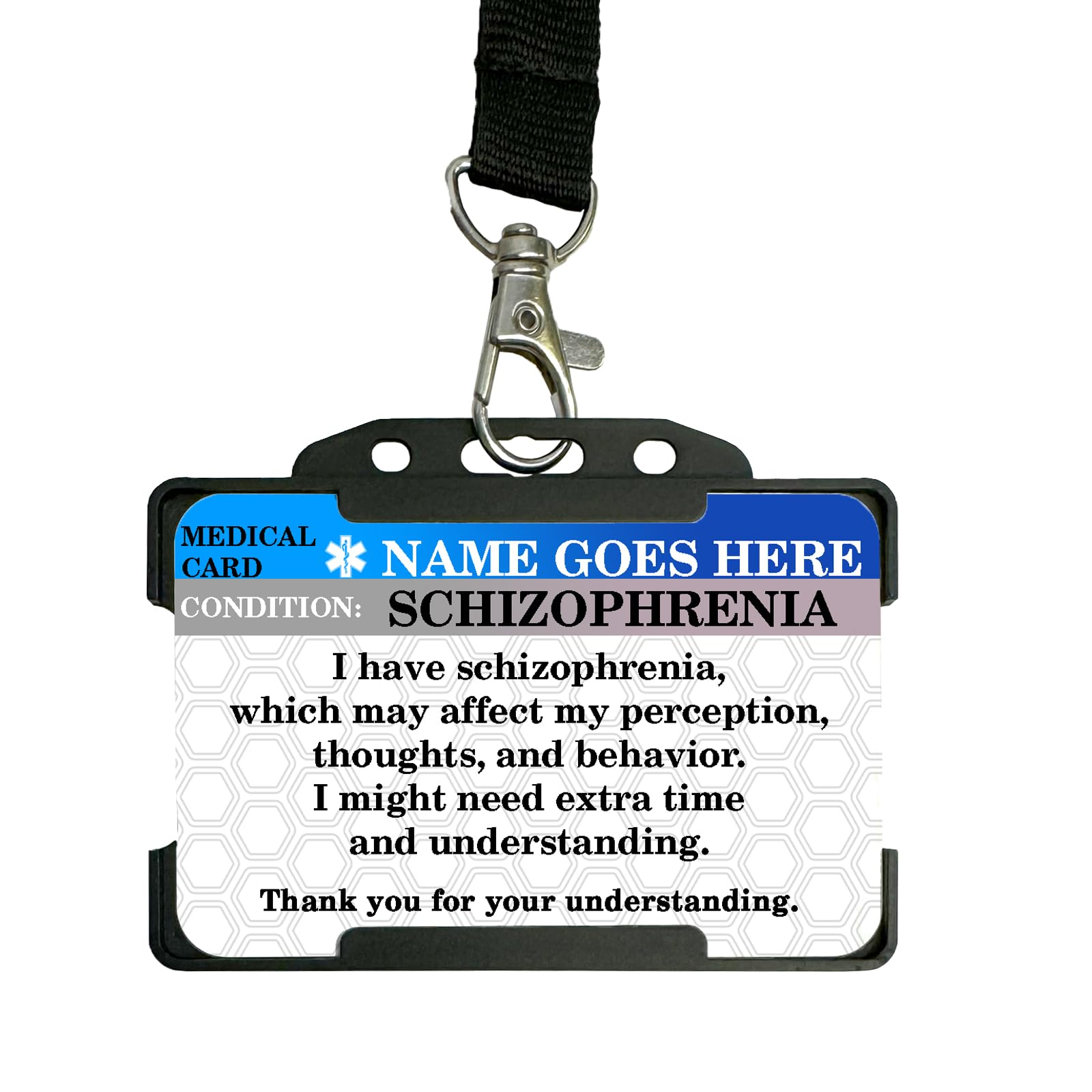 Schizophrenia | Personalised Printed Metal ID Card/Wallet Insert | Lanyard & Card Holder Included