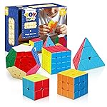 STEAM Life Speed Cube Set, Speed Cube Set of 2x2 3x3 4x4 Megaminx and Pyramid Cube Smoothly Stickerless Magic Cubes Collection for Kids & Adults